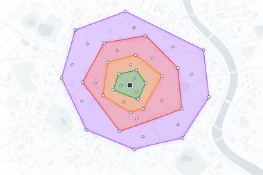 Isochrone bands — schematic geometry